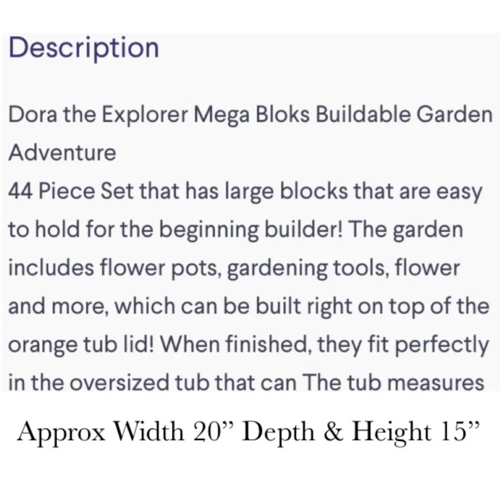 Dora Mega Blocks Tote Buildable Garden Large 140+ Pc Set Legos Y2K Vintage Toys